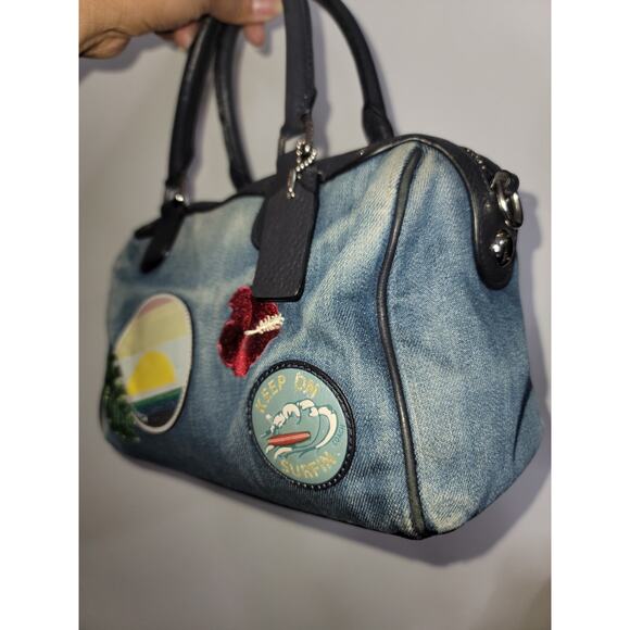 Coach Mini Bennett Satchel Hawaii Patchwork Denim Rare Limited Edition - Picture 4 of 7